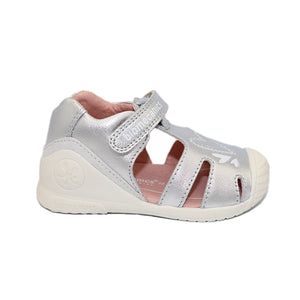 FIRST WALKER SILVER LEATHER SANDALS