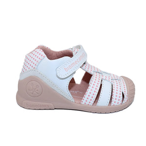 LEATHER SANDALS WHITE AND PINK STARS