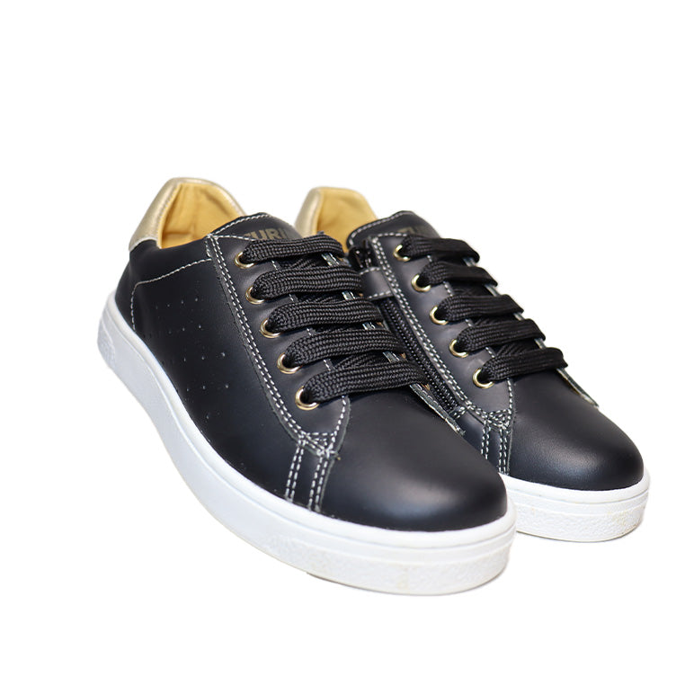 HASSELT 2 BLACK AND GOLD CALF TENNIS SNEAKER