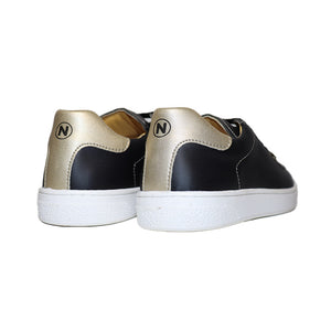 HASSELT 2 BLACK AND GOLD CALF TENNIS SNEAKER