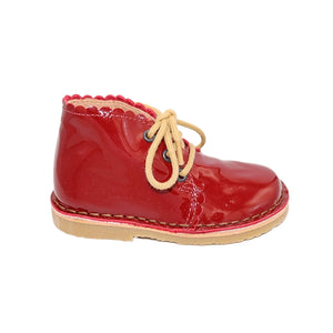 CHERRY PATENT SCALLOP BOOTIE